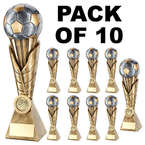 PACK OF 10 FOOTBALL ON LEAF BURST COLUMN TROPHY (1in CENTRE)