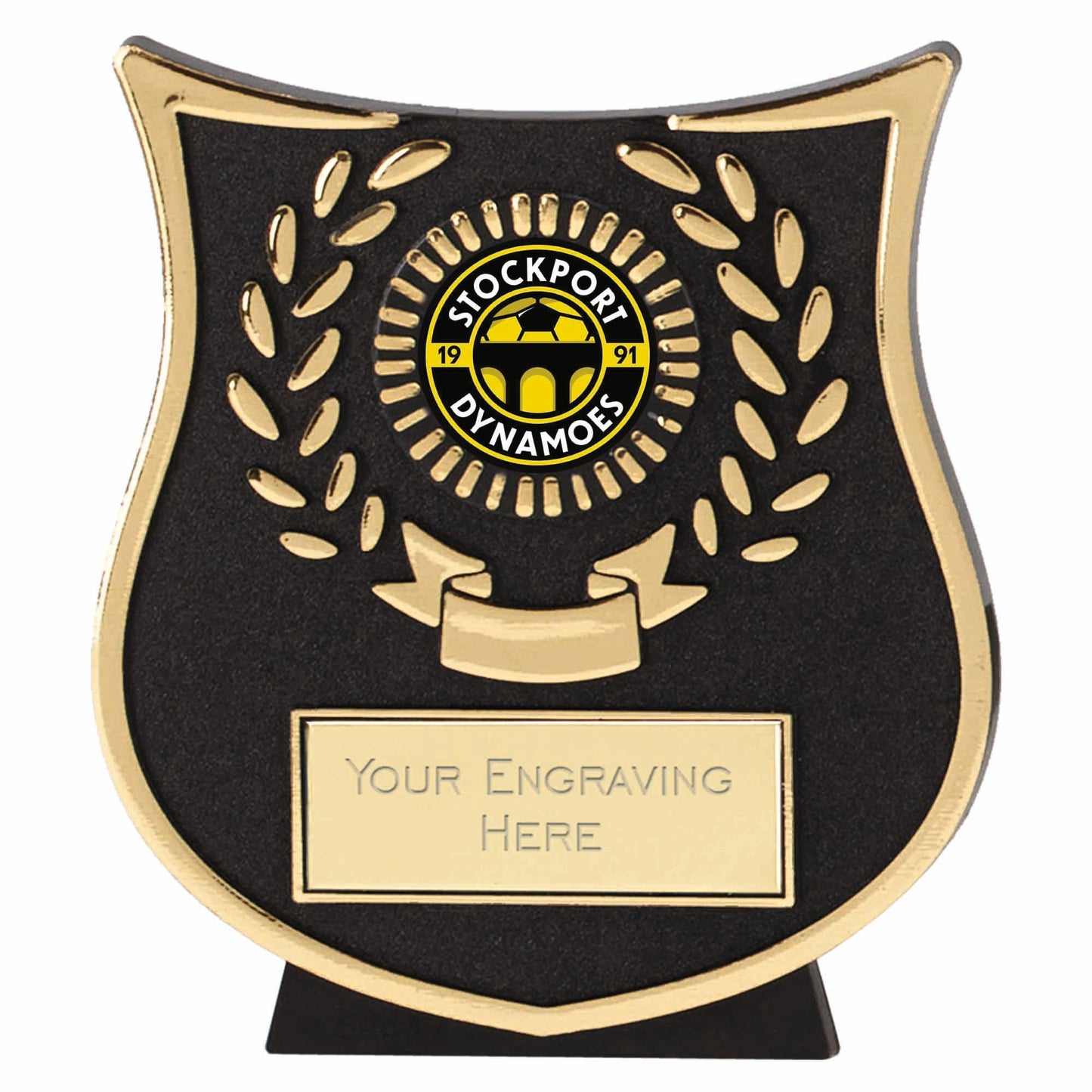 Gold Shield Plastic Plaque Award 11cm (4 1/4")