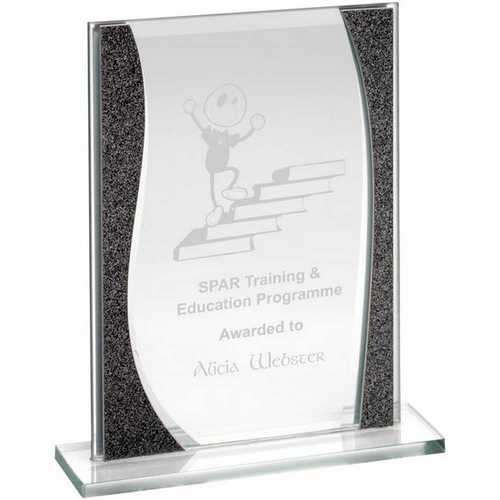 JADE GLASS RECTANGLE PLAQUE WITH SILVER HIGHLIGHTS - (4mm THICK)