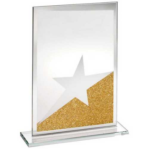 JADE GLASS RECTANGLE PLAQUE WITH GOLD/SILVER GLITTER DETAIL (4mm THICK)