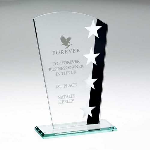 JADE GLASS SHIELD WITH SILVER/BLACK STAR DESIGN (4mm THICK)