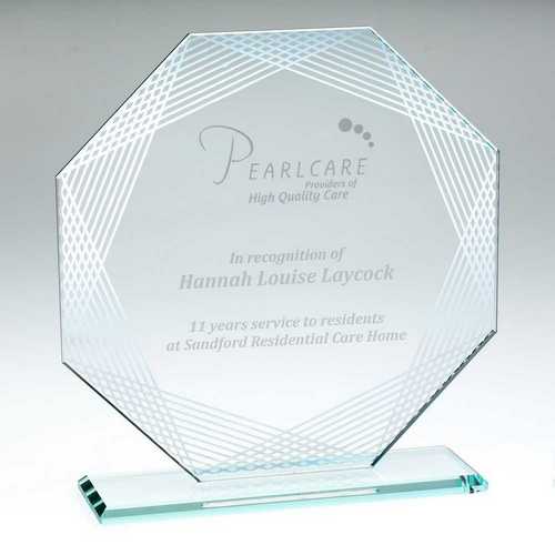 JADE GLASS OCTAGON WITH SILVER LINED EDGES (4mm THICK)