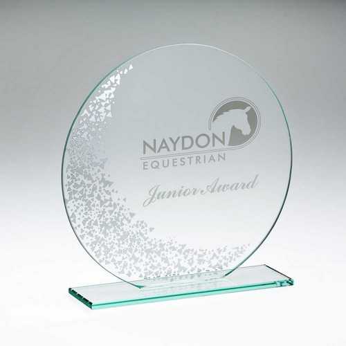 JADE GLASS ROUND PLAQUE WITH SILV DETAIL (4mm THICK)