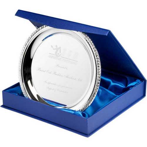 SILVER PLATED IRON SALVER...ROUND WITH ROPE EDGE 0.4mm THICK