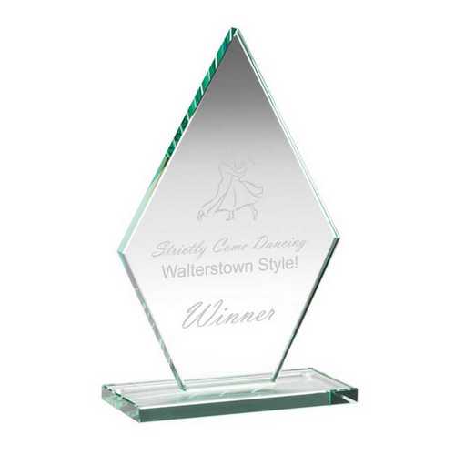 JADE GLASS TALL DIAMOND PLAQUE (10mm THICK)