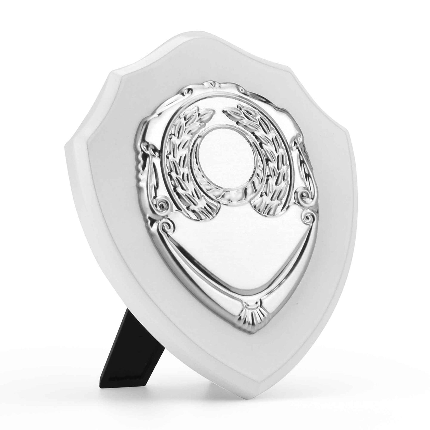 White Triumph Plaque with Silver Shield 12.5cm (5")
