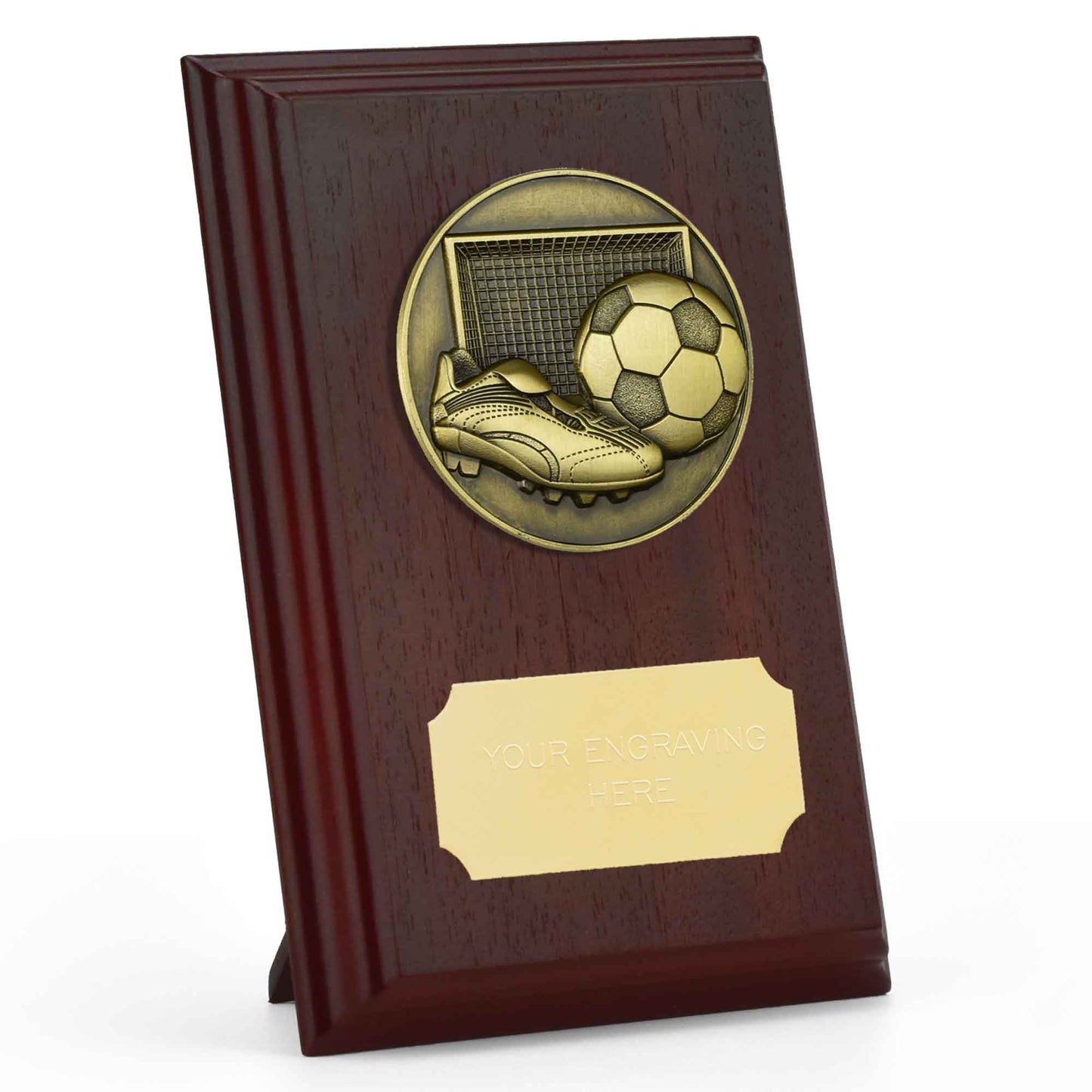 Prize Ruby Wood Football Plaque 12.5cm (5")