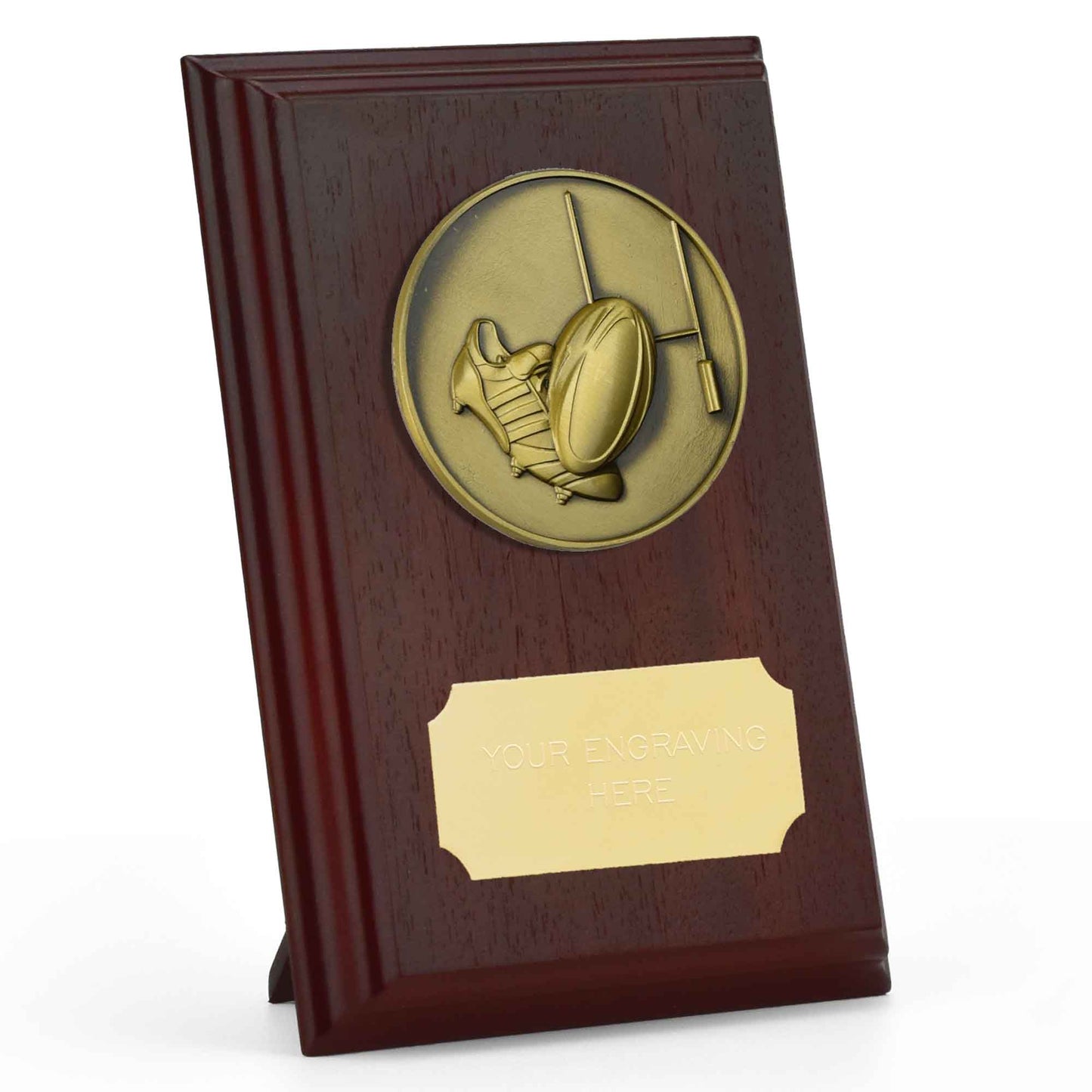 Prize Ruby Wood Rugby Plaque 12.5cm (5")
