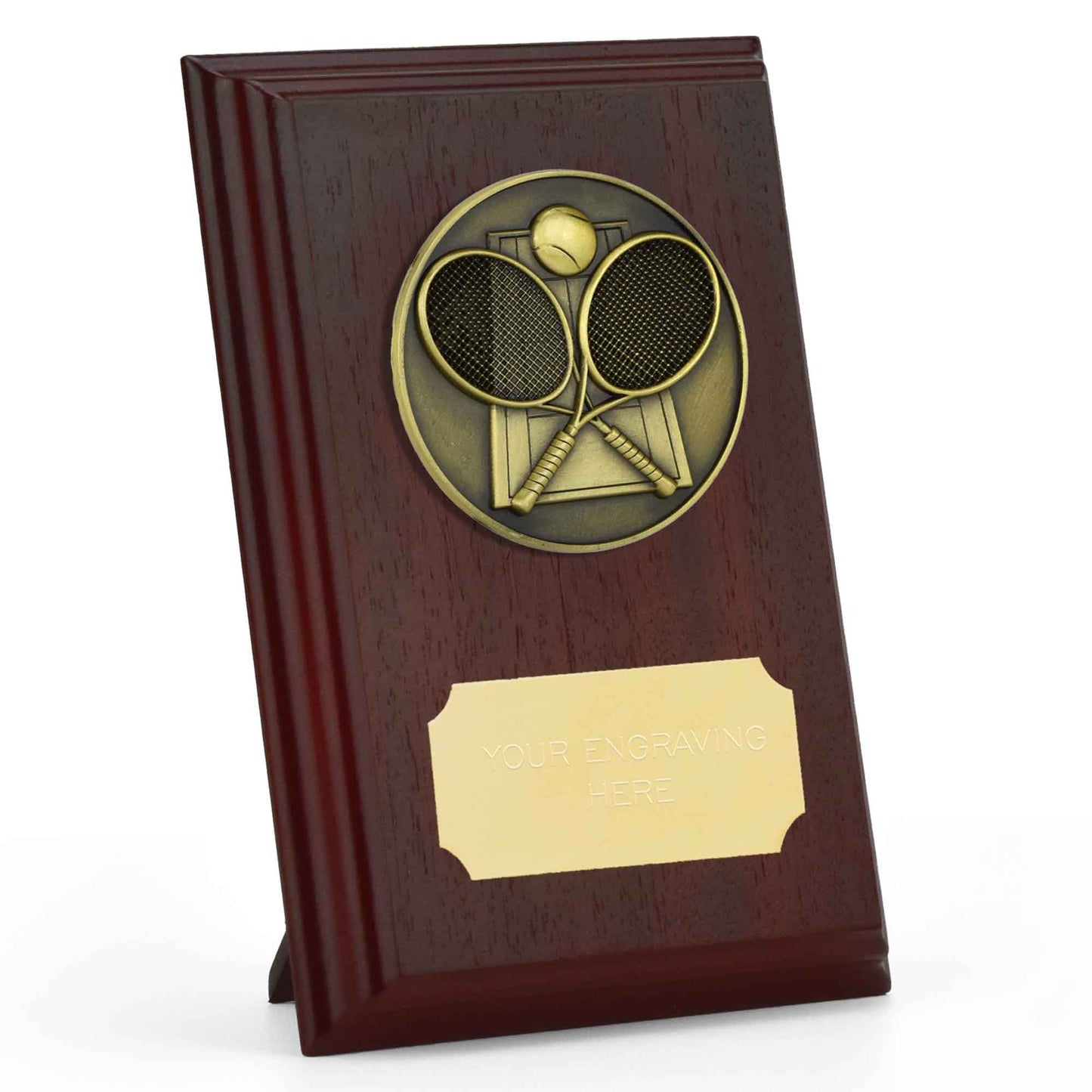 Prize Ruby Wood Tennis Plaque 12.5cm (5")
