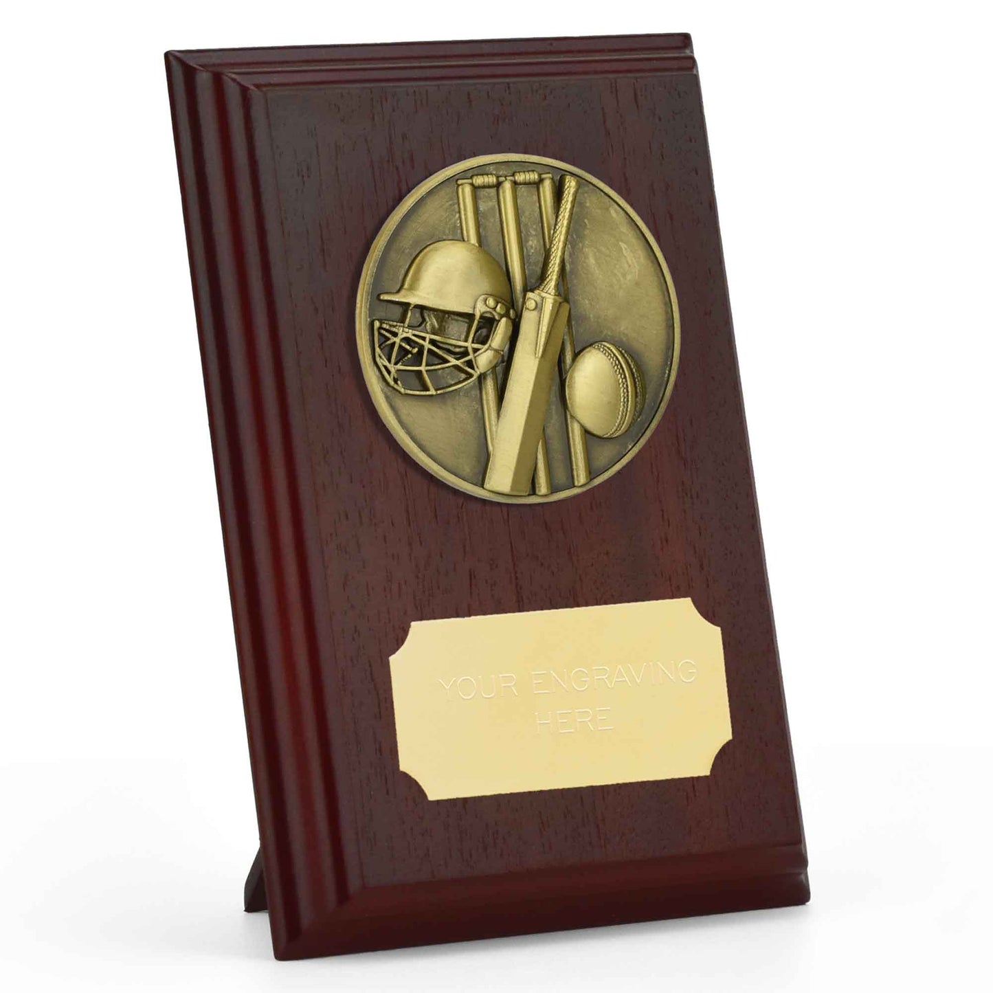 Prize Ruby Wood Cricket Plaque 12.5cm (5")