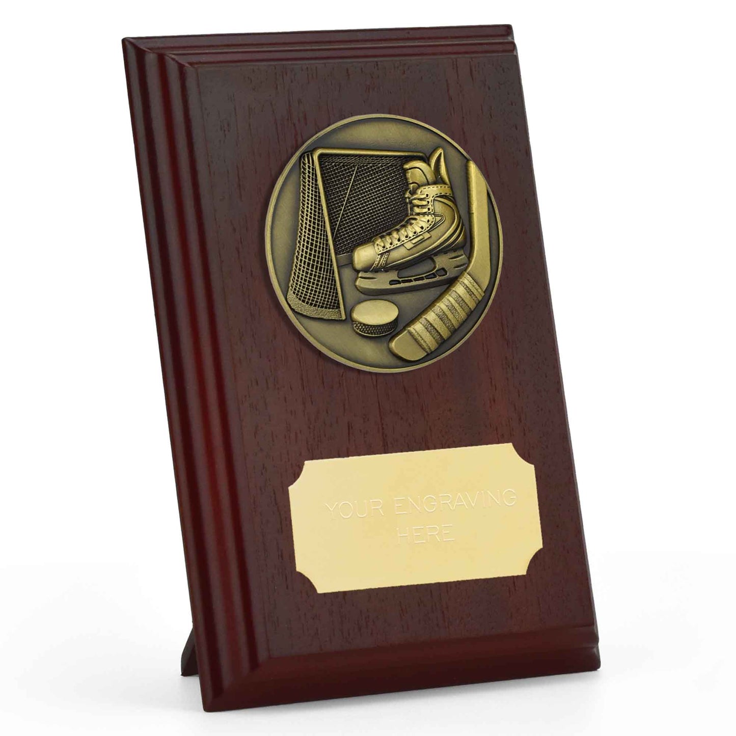 Prize Ruby Wood Ice Hockey Plaque 12.5cm (5")