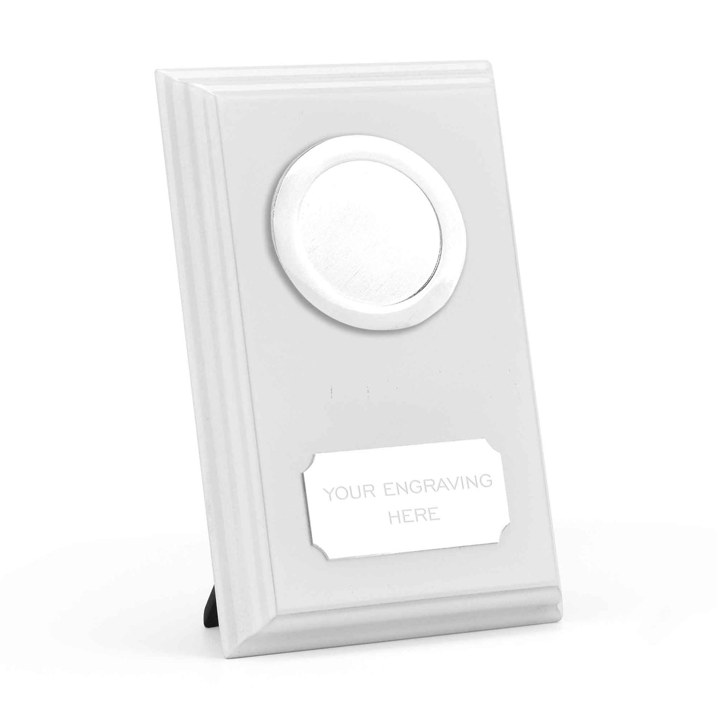White Prize Custom Logo Wood Shield 10cm (4")
