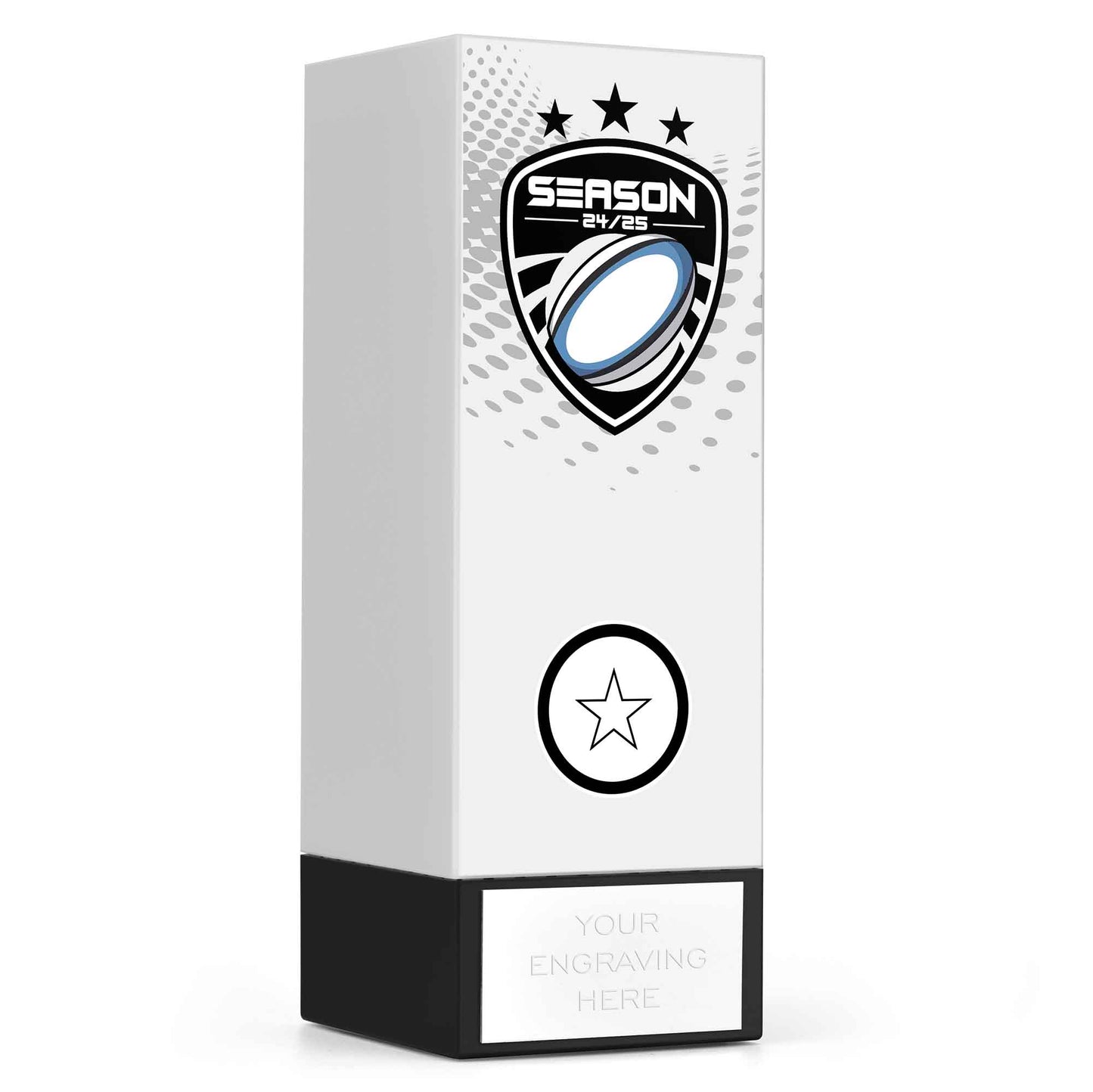 Geo Block Icon White Rugby Season 24/25 17cm (6 3/4")