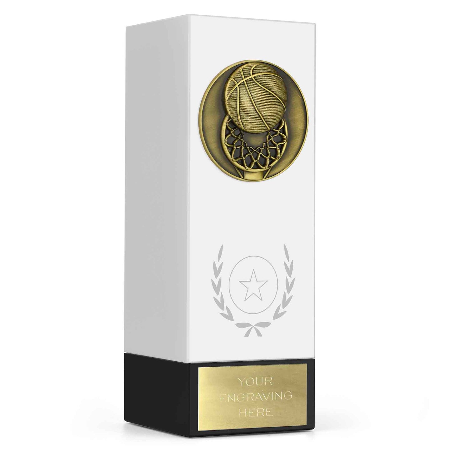 Geo Block Medal White Basketball 17cm (6 3/4")