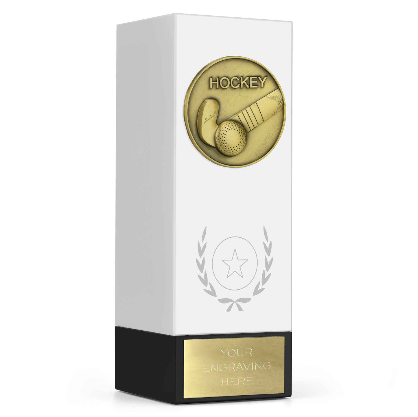 Geo Block Medal White Hockey 17cm (6 3/4")