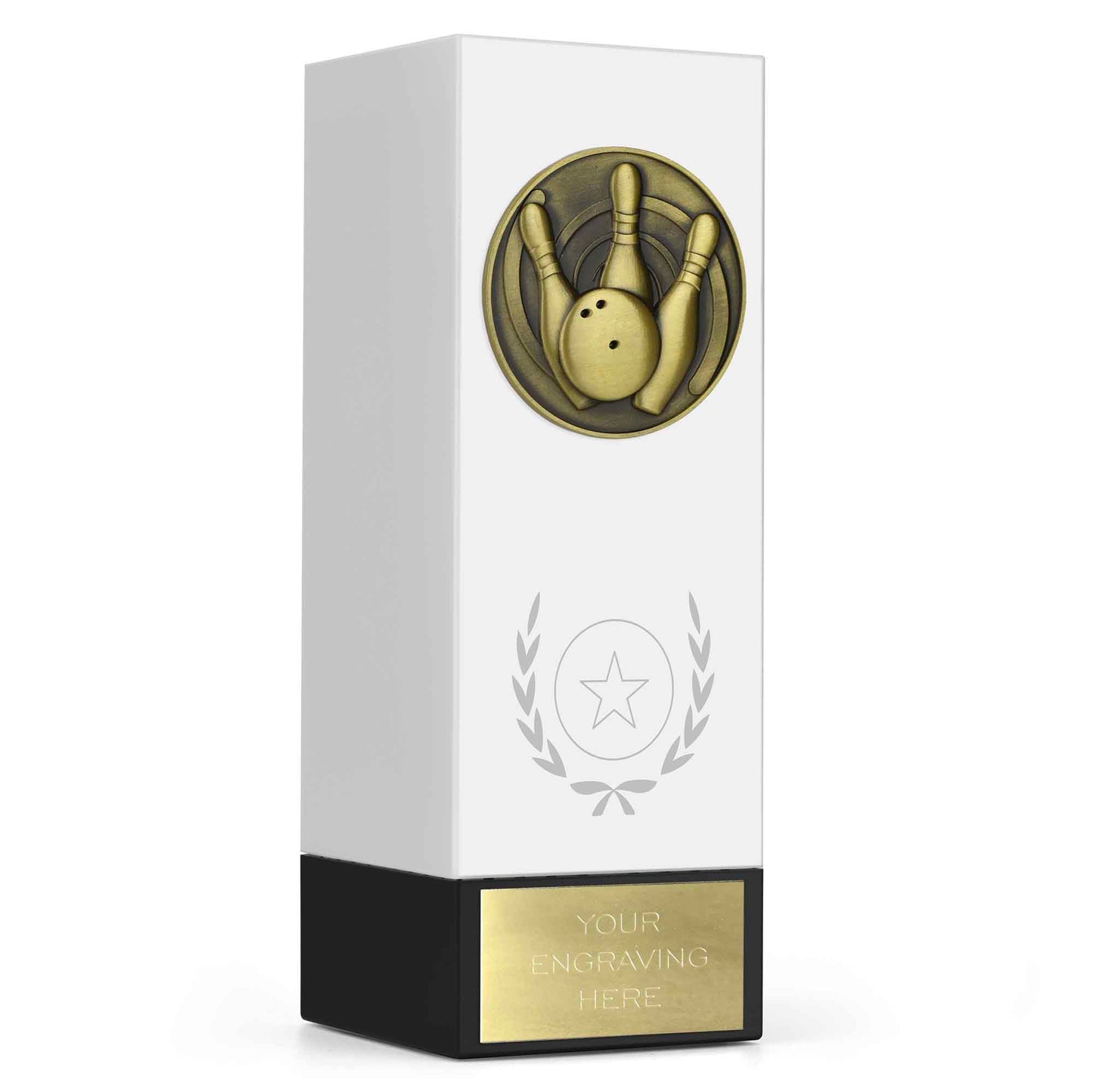 Geo Block Medal White Ten Pin 17cm (6 3/4")