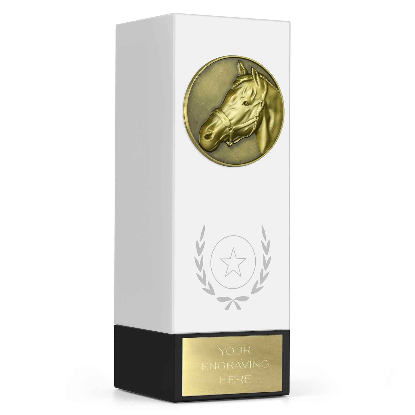 Geo Block Medal White Equestrian 17cm (6 3/4")