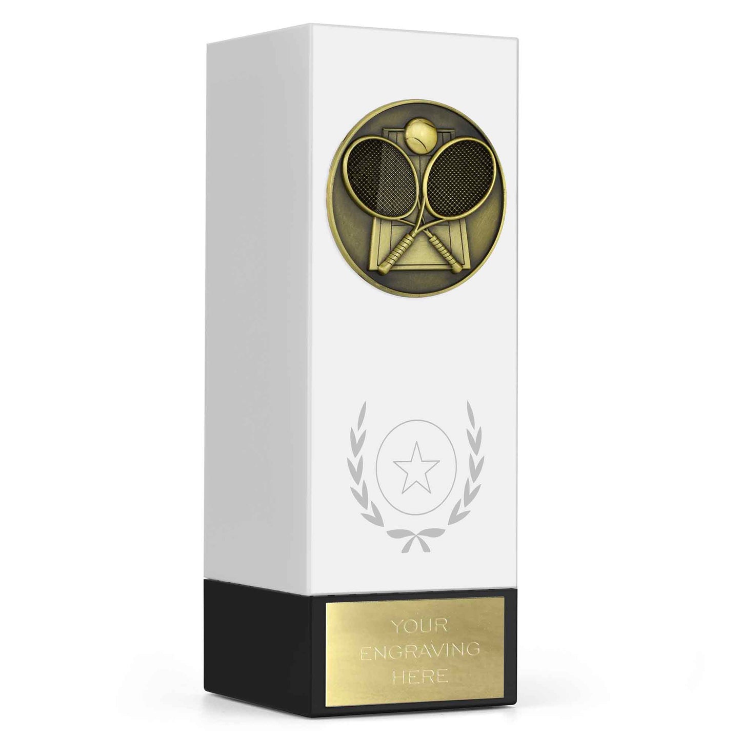 Geo Block Medal White Tennis 17cm (6 3/4")