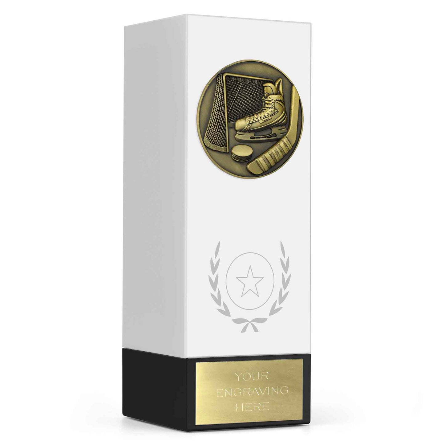 Geo Block Medal White Ice Hockey 17cm (6 3/4")