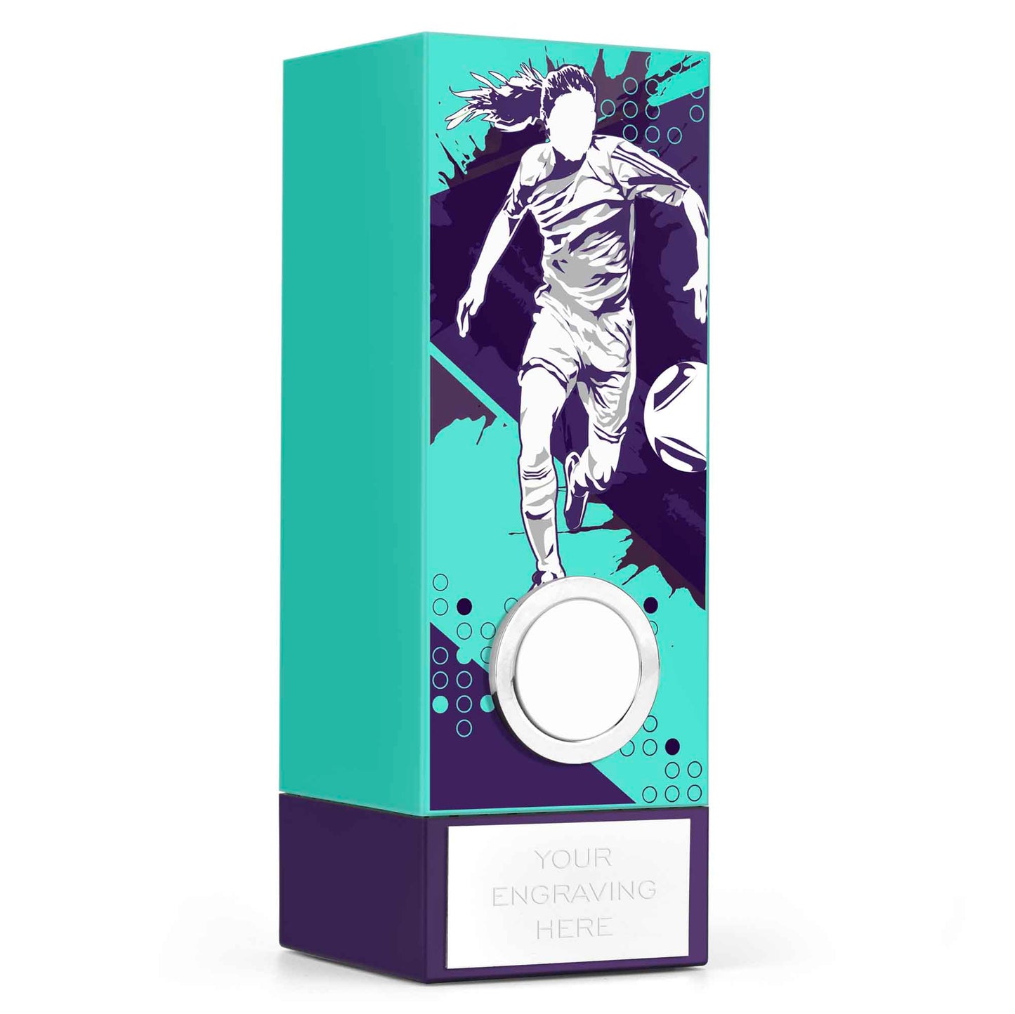 Geo Block Vision Teal Female Football 17cm (6 3/4")
