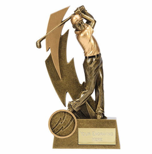 Gold Resin 2D Flash Golf Award 14.5cm (5 3/4")
