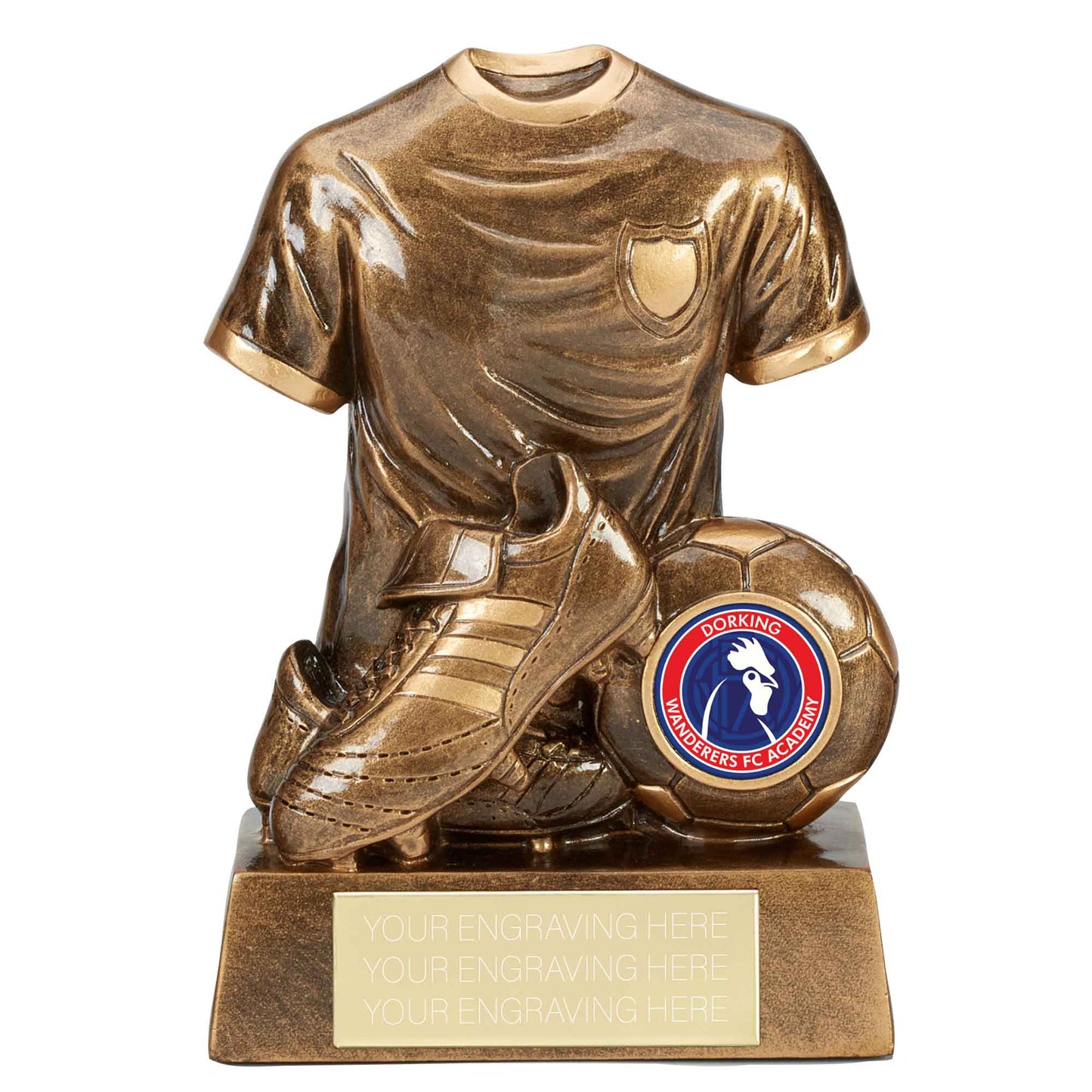Legend Football Shirt Boot & Ball Football Trophy Antique Gold 12.5cm (5")