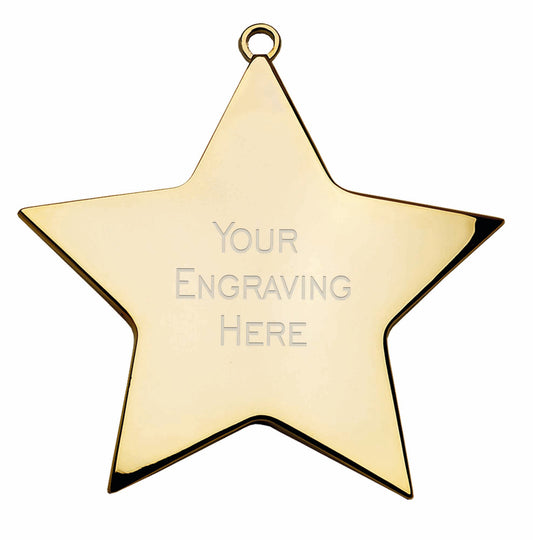 Gold Plated Polished Star Medal 54mm (2")