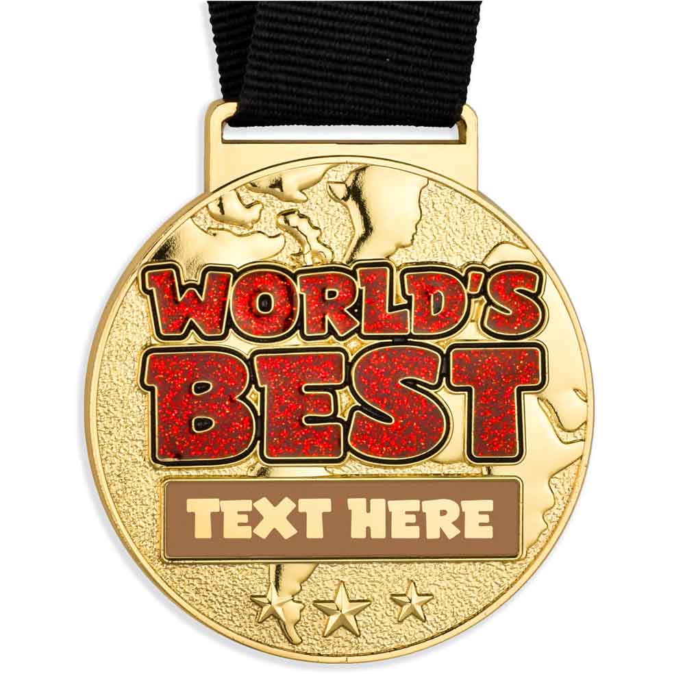 Worlds Best Custom Gold Medal 50mm with Ribbon