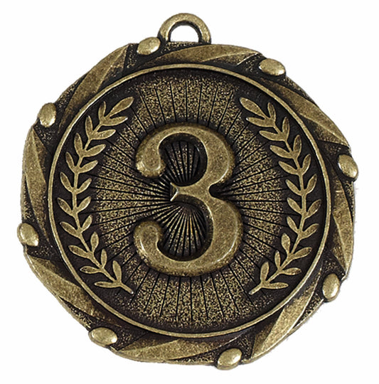 Gold Combo 3rd Place Medal with Red, White & Blue Ribbon 45mm (1 3/4")