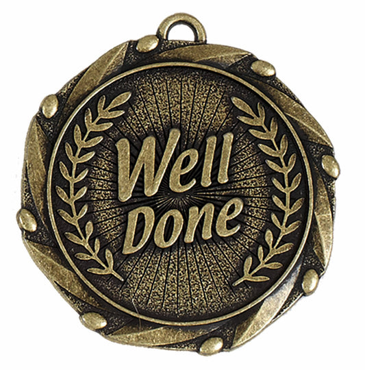 Gold Combo Well Done Medal with Red, White & Blue Ribbon 45mm (1 3/4")