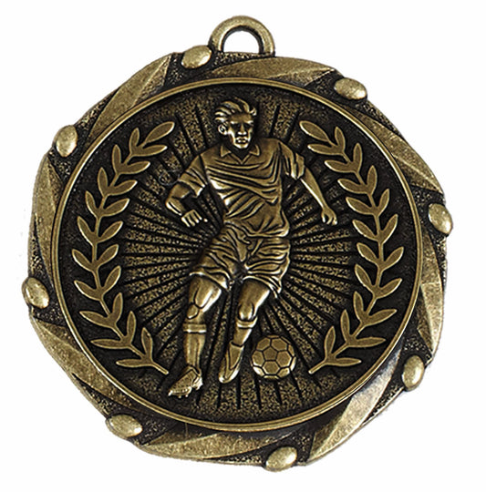 Gold Combo Action Football Medal with a Red, White & Blue Ribbon 45mm (1 3/4")