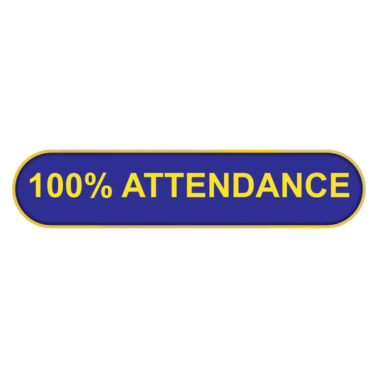 Blue 100% Attendance Bar Badge