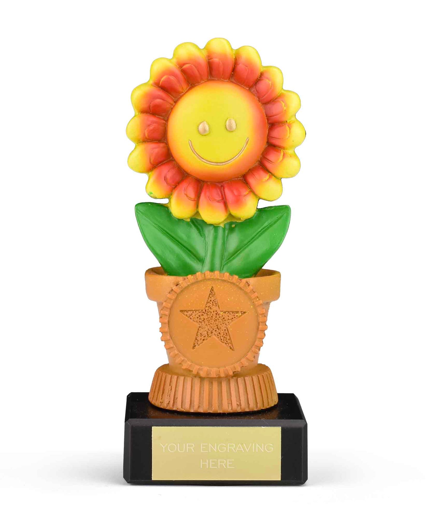 Orb Happy Flower Award on a Marble Base 13cm (5 1/8")
