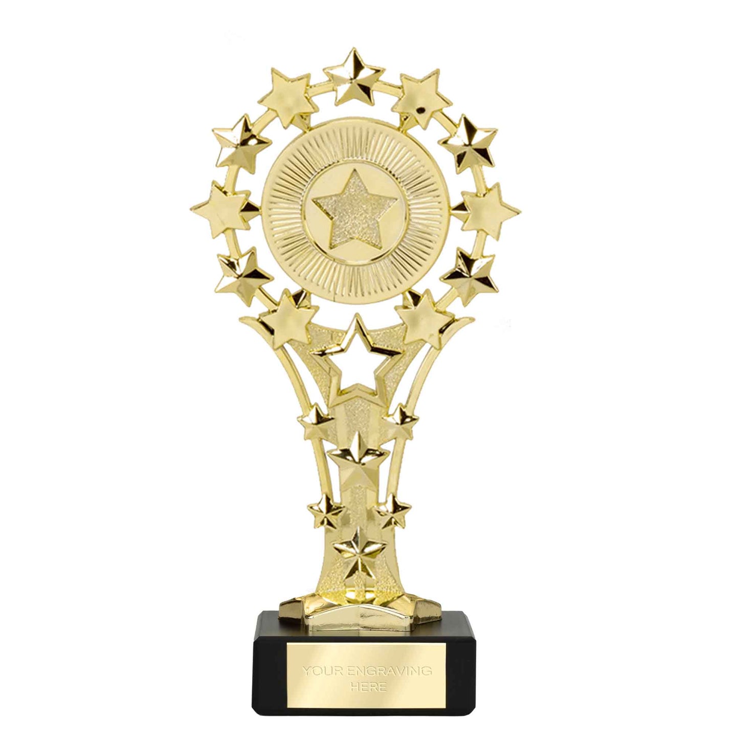 All Star Gold Star Trophy On A Black Marble Base 13.5cm (5 1/4")