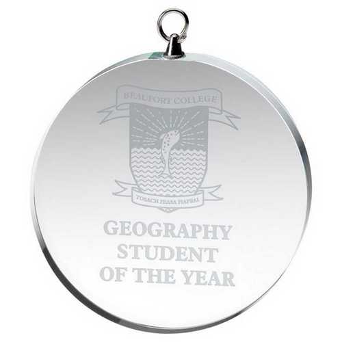 CLEAR GLASS ROUND MEDAL (6mm THICK) - 2.75in