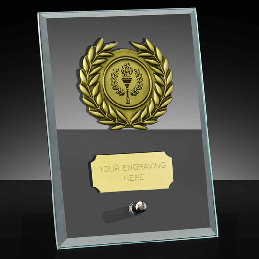 Crest Jade Glass Plaque With A Laurel Trim 10.5cm (4 1/4")