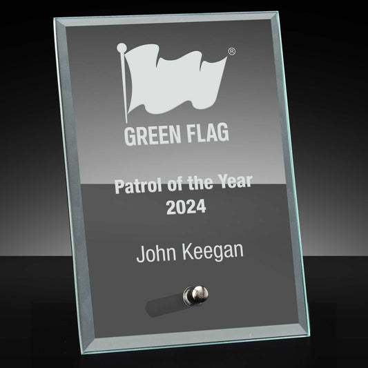Crest Bevelled Edge Jade Glass Award With Chrome Pin 10.5cm (4 1/4")