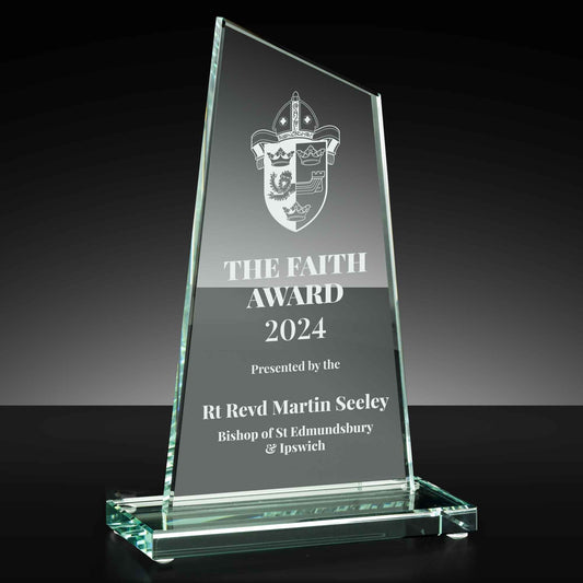 Peaked Jade Glass Award 18cm (7 1/8")