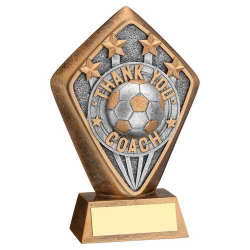 BRZ/GOLD DIAMOND HOLDER WITH 'THANK YOU COACH' DISC AND PLATE - 5.25in