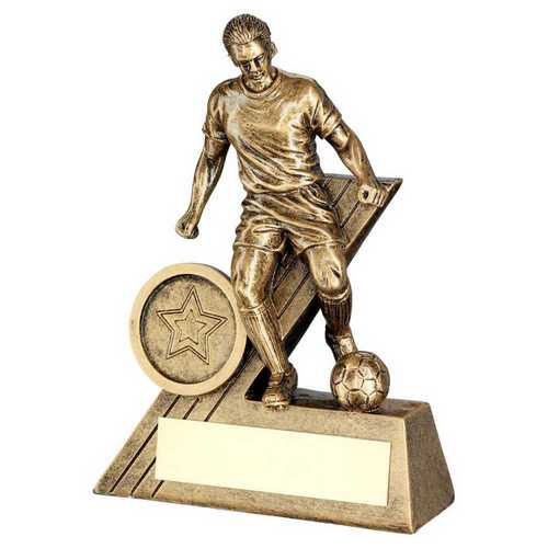 BRZ/GOLD MALE FOOTBALL MINI FIGURE WITH PLATE (1in CENTRE)