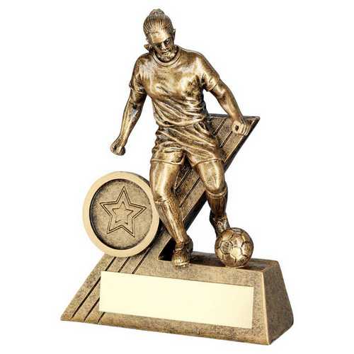 BRZ/GOLD FEMALE FOOTBALL MINI FIGURE WITH PLATE (1in CENTRE)