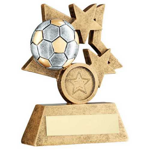 BRZ/PEW/GOLD MULTI STAR FOOTBALL WITH PLATE (1in CENTRE)
