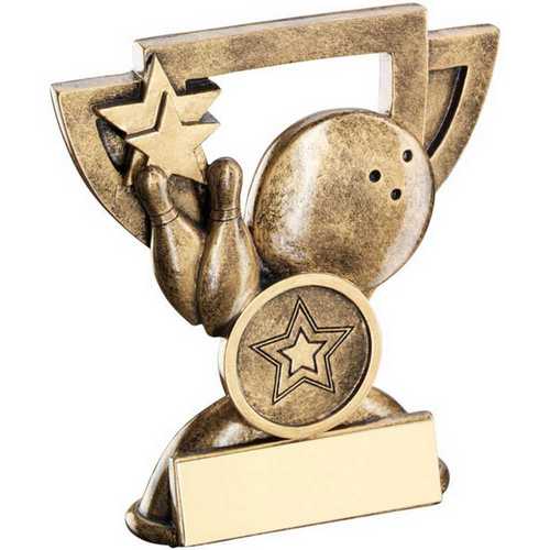 BRZ/GOLD TEN PIN MINI CUP WITH PLATE (1in CENTRE)