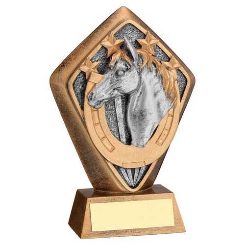 BRZ/GOLD DIAMOND HOLDER WITH 'HORSE' DISC WITH PLATE - 5.25in