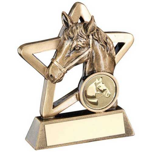 BRZ/GOLD HORSE MINI STAR WITH PLATE (1in CENTRE)