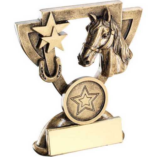 BRZ/GOLD HORSE MINI CUP WITH PLATE (1in CENTRE)