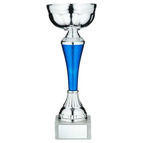 SILVER/BLUE SNAKESKIN TROPHY CUP WITH PLATE