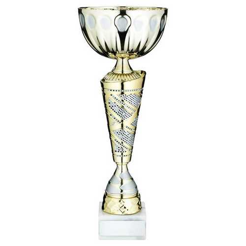 GOLD/MATT SILV TROPHY CUP WITH PLATE