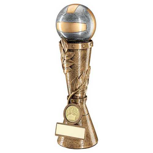 BRZ/PEW/GOLD GAELIC FOOTBALL LEAF COLUMN WITH PLATE (1in CENTRE)