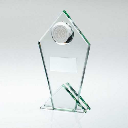 JADE GLASS POINTED PLAQUE WITH DARTBOARD AND PLATE